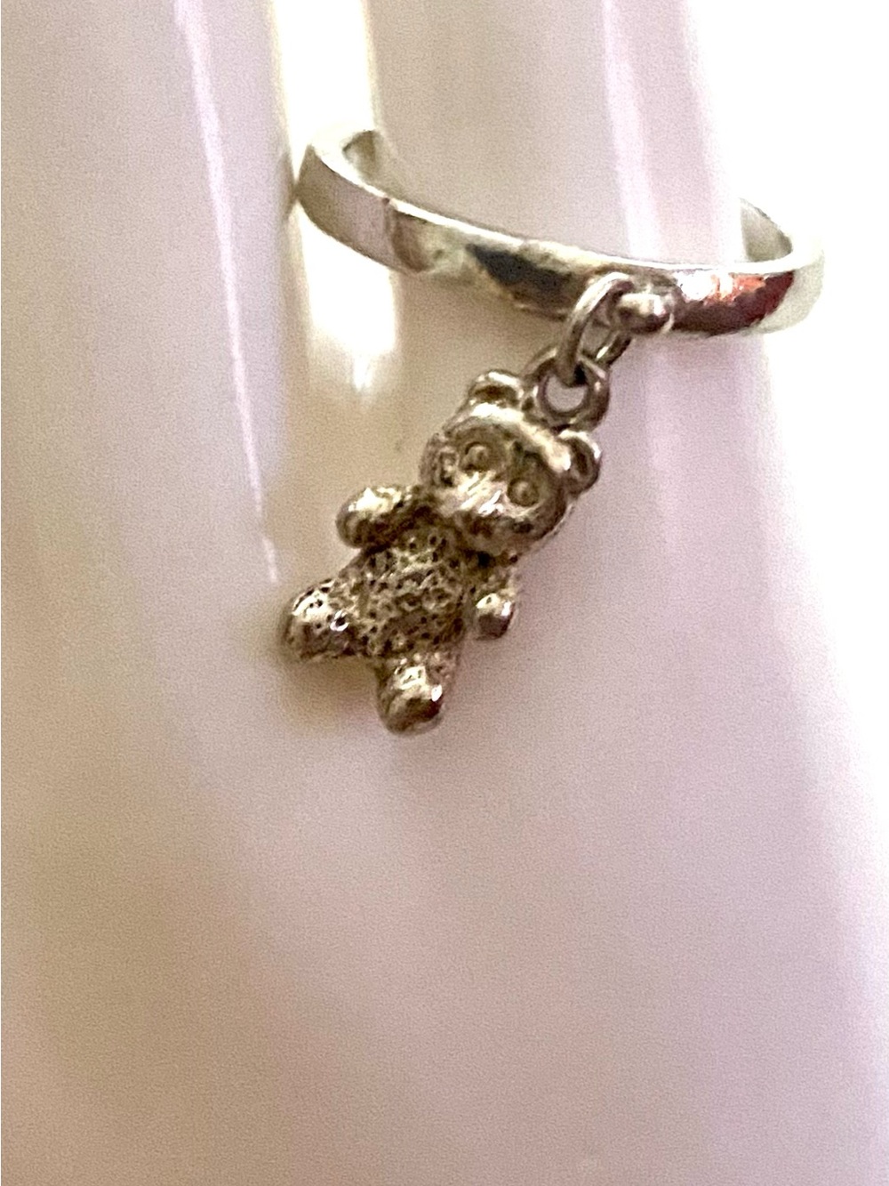 James Avery Sterling Silver Teddy Bear Charm Ring - Vintage